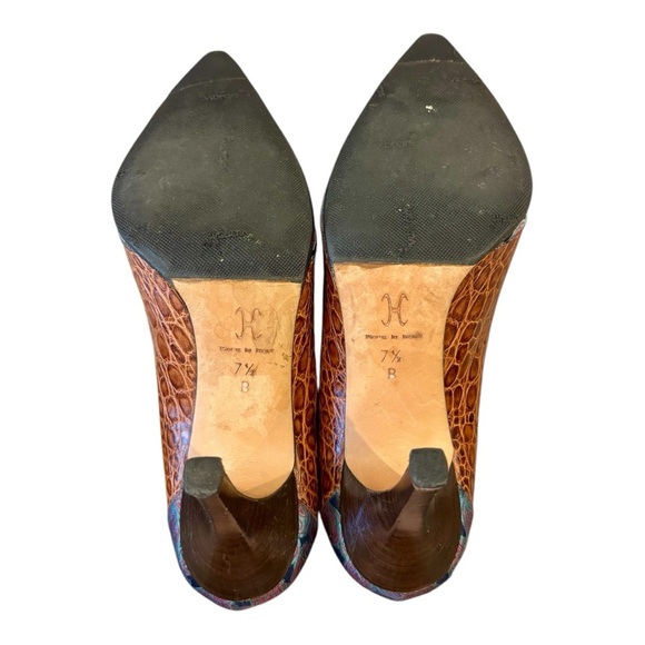 Cole Haan Collection Angelica Croc Print Leather Paisley Bow Pumps Size 7.5 - Picture 8 of 9